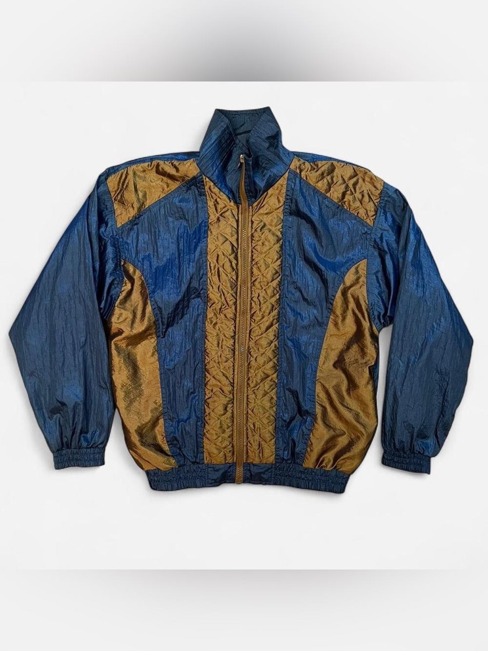 VTG 90s Anney Collection Navy Blue and Olive Green Windbreaker Jacket Sz. Small